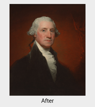  After treatment of Gilbert Stuart, George Washington (Vaughan-Sinclair portrait), 1795, oil on canvas, National Gallery of Art, Washington, Andrew W. Mellon Collection, 1940.1.6
