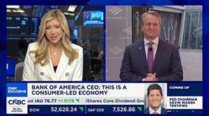 CNBC video clip of CEO Brian Moynihan on AI in the workplace (July 14, 2026). Press enter to watch the video.