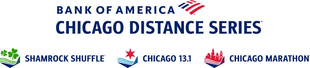 New logos for Bank of America Chicago Distance Series: Shamrock Shuffle, Chicago 13.1, and Chicago Marathon